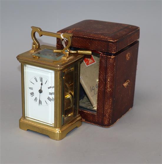 A cased French carriage clock